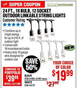 View 24 Ft. 12 Bulb Outdoor String Lights 