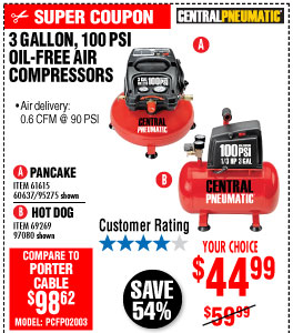 View 3 gal. 1/3 HP 100 PSI Oil-Free Hotdog Air Compressor 