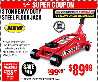  3 Ton Steel Heavy Duty Floor Jack with Rapid Pump® 