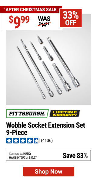 PITTSBURGH Wobble Socket Extension Set, 9-Piece