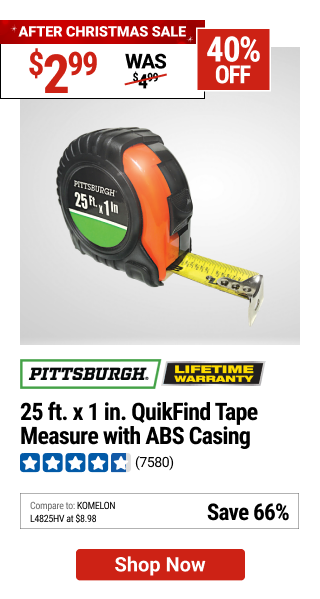 PITTSBURGH 25 ft. x 1 in. QuikFind Tape Measure with ABS Casing