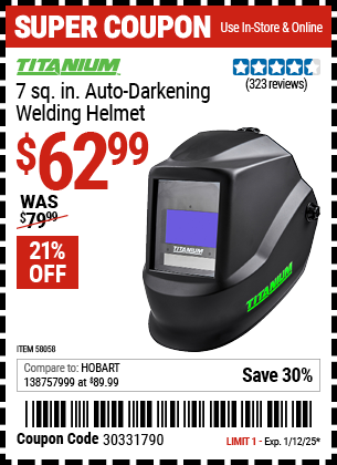 TITANIUM 7 sq. in. Auto-Darkening Welding Helmet