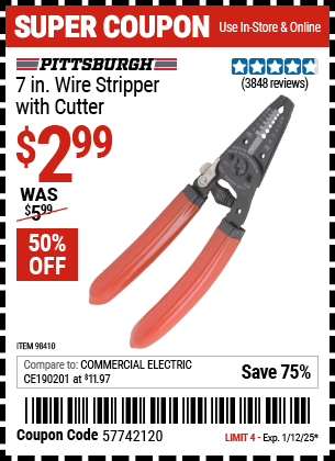 PITTSBURGH 7 in. Wire Stripper with Cutter