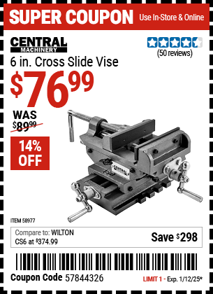 CENTRAL MACHINERY 6 in. Cross Slide Vise