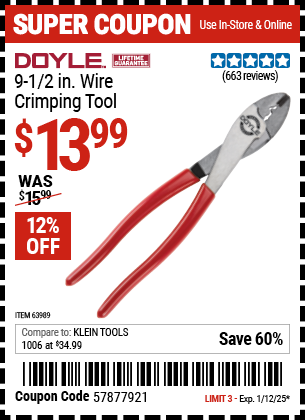 DOYLE 9-1/2 in. Wire Crimping Tool