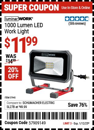 LUMINAR WORK 1000 Lumen LED Work Light