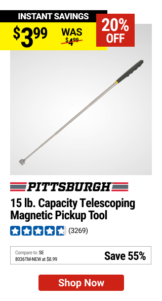 PITTSBURGH AUTOMOTIVE 15 lb. Capacity Telescoping Magnetic Pickup Tool