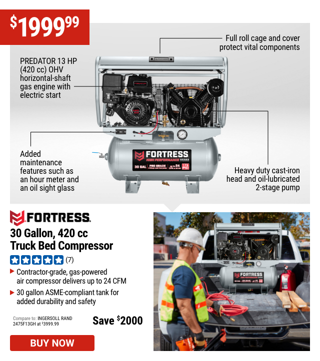 FORTRESS: 30 Gallon, 420 cc Truck Bed Compresso