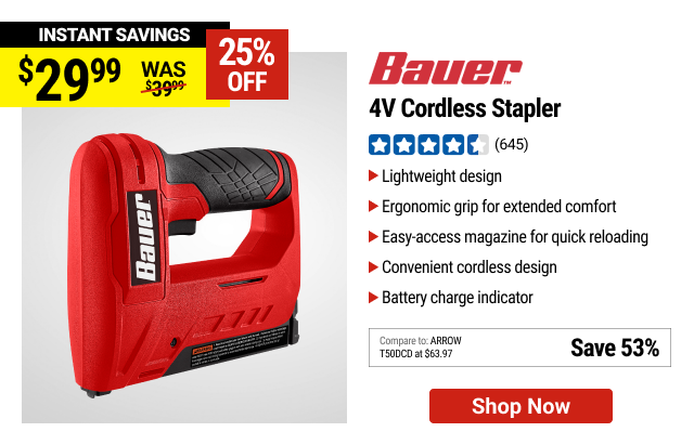 BAUER 4V Cordless Stapler