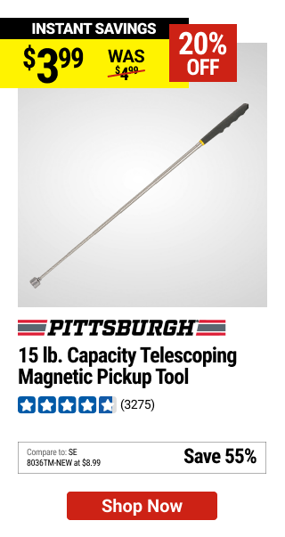 PITTSBURGH AUTOMOTIVE 15 lb. Capacity Telescoping Magnetic Pickup Tool