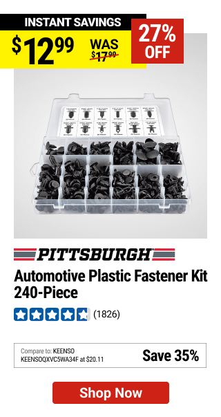 PITTSBURGH Automotive Plastic Fastener Kit, 240 Piece