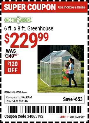 ONE STOP GARDENS 6 ft. x 8 ft. Greenhouse