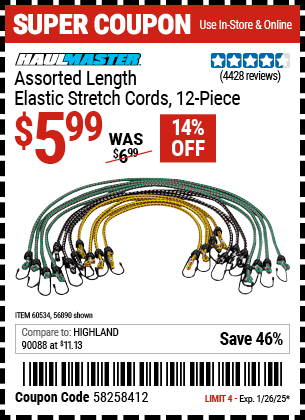 HAUL-MASTER Assorted Length Elastic Stretch Cords