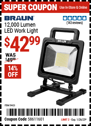 BRAUN 12,000 Lumen LED Work Light