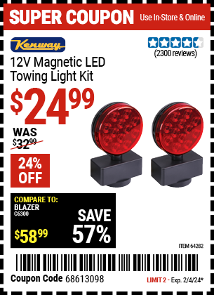 KENWAY: 12V Magnetic LED Towing Light Kit