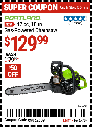 PORTLAND: 42cc, 18 in. Gas-Powered Chainsaw