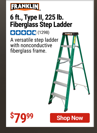 FRANKLIN 6 Ft., Type II, 225 lb. Fiberglass Step Ladder