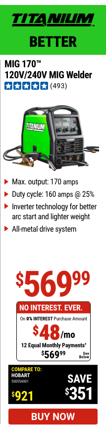 TITANIUM: MIG 170™ Professional Welder With 120/240 Volt Input