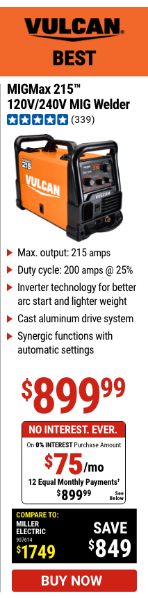 VULCAN: MIGMax™ 215 Industrial Welder With 120/240 Volt Input