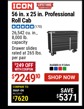 ICON: 56 in. x 25 in. Professional Roll Cab, Black