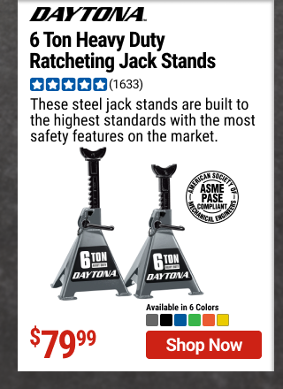 DAYTONA 6 Ton Heavy Duty Ratcheting Jack Stands