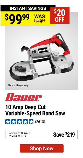 BAUER 10 Amp Deep Cut Variable-Speed Band Saw