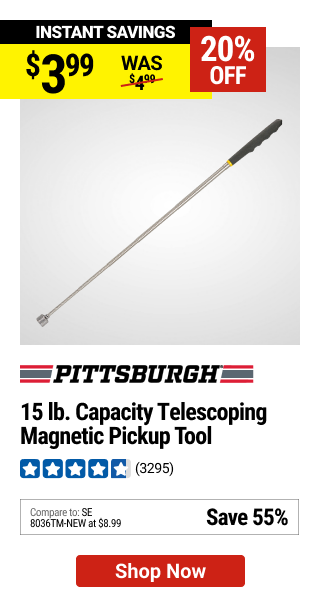 PITTSBURGH AUTOMOTIVE 15 lb. Capacity Telescoping Magnetic Pickup Tool