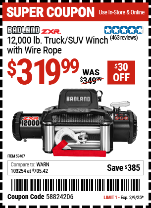 BADLAND ZXR 12,000 lb. Truck/SUV Winch with Wire Rope