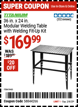 TITANIUM 36 in. x 24 in. Modular Welding Table with Welding Fit-Up Kit