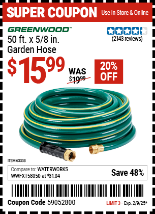 GREENWOOD 50 ft. x 5/8 in. Garden Hose