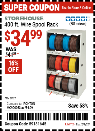 STOREHOUSE 400 ft. Wire Spool Rack