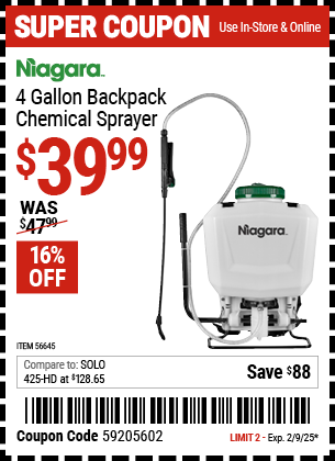 NIAGARA 4 Gallon Backpack Chemical Sprayer