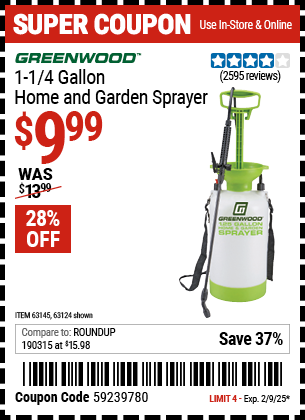 GREENWOOD 1-1/4 Gallon Home and Garden Sprayer