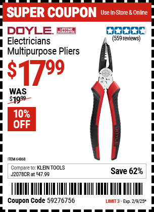 DOYLE Electricians Multipurpose Pliers