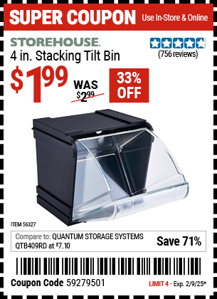 STOREHOUSE 4 in. Stacking Tilt Bin