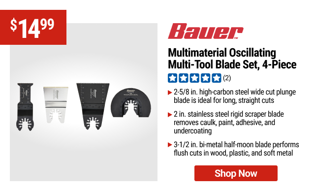 BAUER Multimaterial Oscillating Multi-Tool Blade Set, 4-Piece