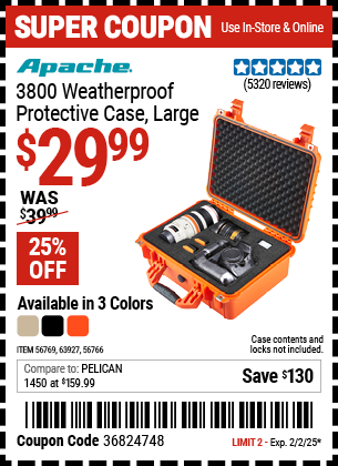 APACHE 3800 Weatherproof Protective Case