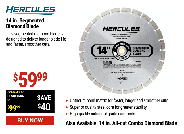 Hercules: 14 in. Segmented Diamond Blade