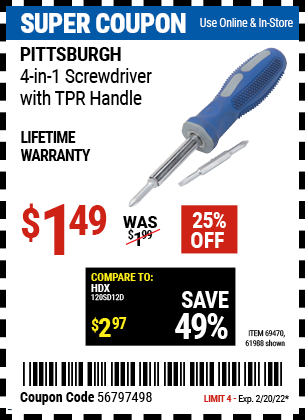 4 in 1 Screwdriver with TPR Handle