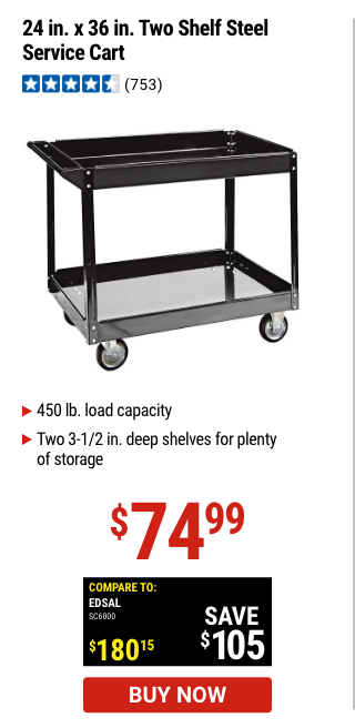 24 in. x 36 in. Two Shelf Steel Service Cart