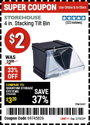 Individual Tip-Out Bin, Red ,Quantum Storage Systems, QTB409RD