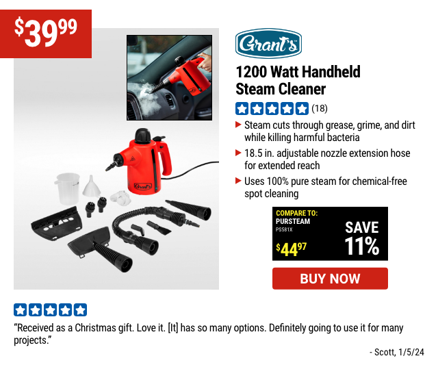 GRANT'S: 1200 Watt Handheld Steam Cleaner