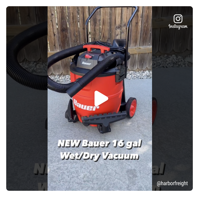 BAUER: 16 Gallon Wet/Dry Vacuum with Cart - video