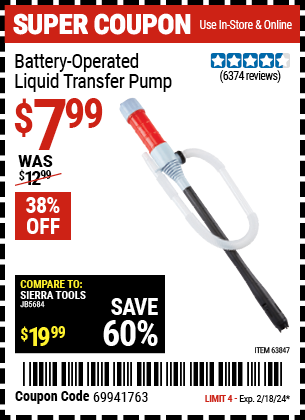 HFT: Battery-Operated Liquid Transfer Pump