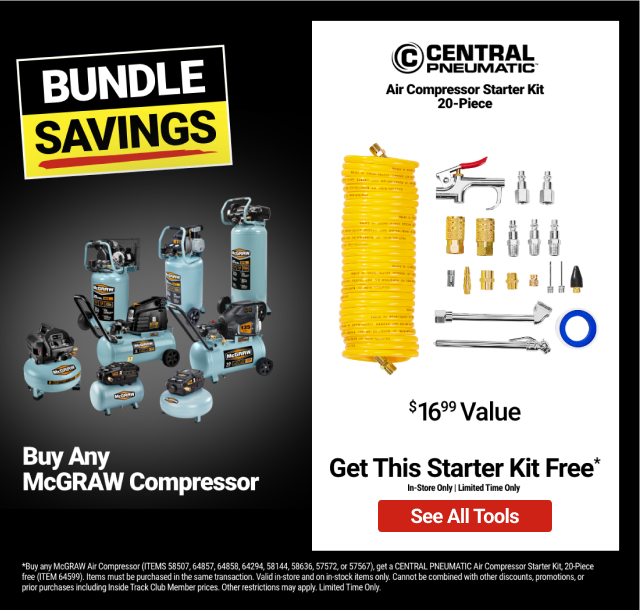 BUNDLE SAVINGS: Buy Any McGRAW Compressor, Get This Starter Kit Free - See all Tools