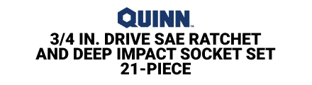 QUINN 3/4 in. Drive SAE Ratchet and Deep Impact Socket Set, 21-Piece