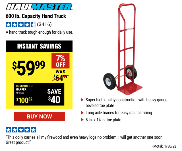 HAUL-MASTER: 600 Lb. Capacity Hand Truck