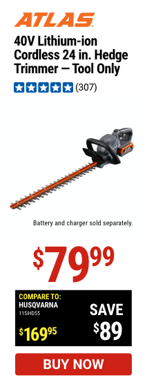 Atlas 40V Lithium-Ion Cordless 24 in. Hedge Trimmer - Tool Only