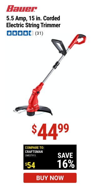 Bauer Corded 5.5 Amp 15 In. Electric String Trimmer