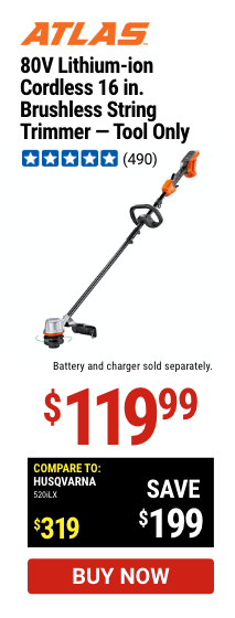 Atlas 80V Lithium-Ion Cordless 16 in. Brushless String Trimmer - Tool Only